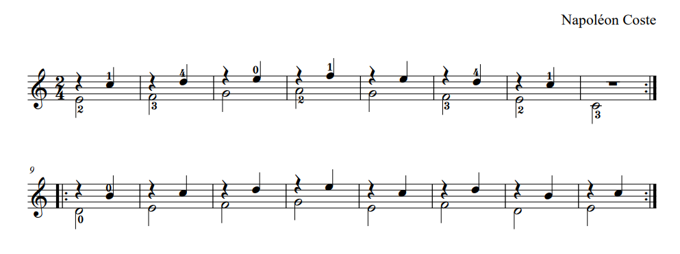 N. コスト「フェルナンド・ソルによるギターのための完全な教則本、N. コストによる第7弦の手引きを伴い、多くの例題とレッスンが書かれ、補強されています」5ページ