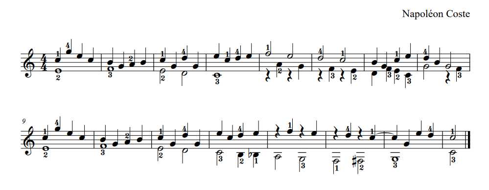 N. コスト「フェルナンド・ソルによるギターのための完全な教則本、N. コストによる第7弦の手引きを伴い、多くの例題とレッスンが書かれ、補強されています」5ページ